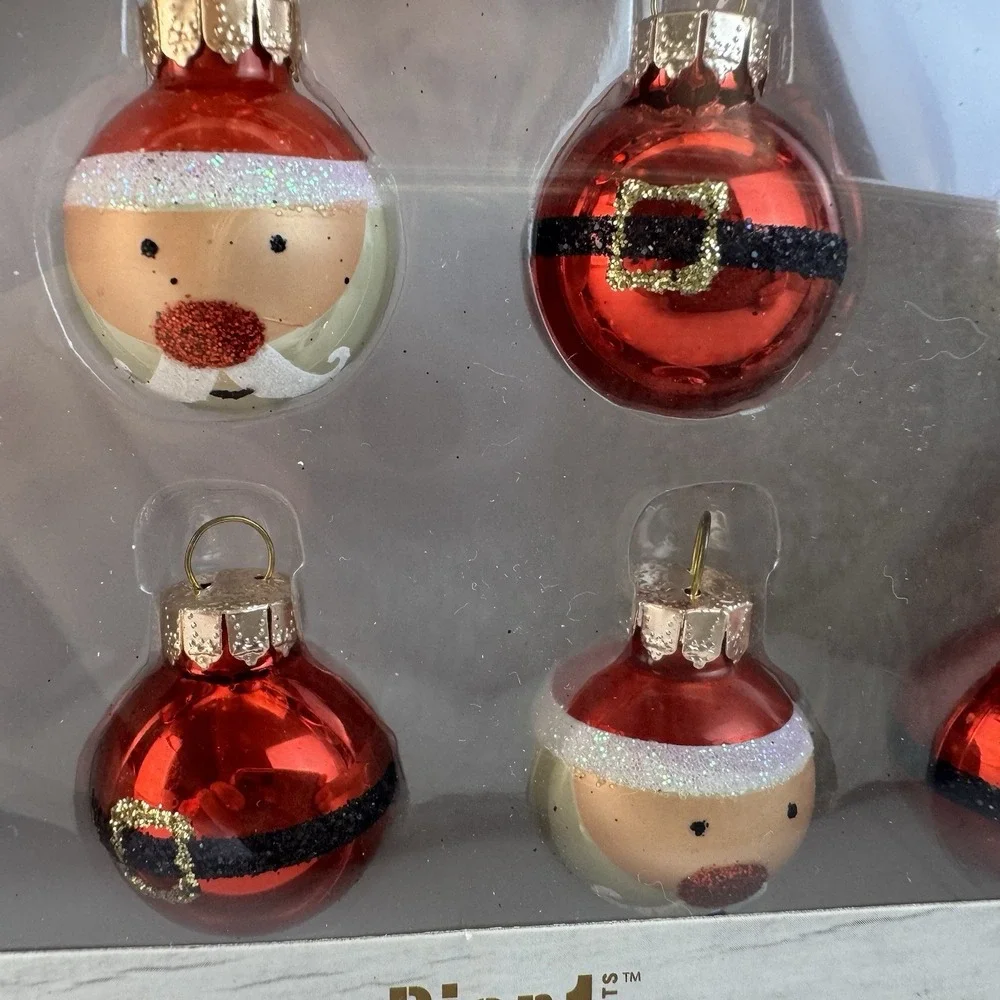 Pier 1 Imports 20 Glass Christmas Ornaments Santa Mini Size NEW